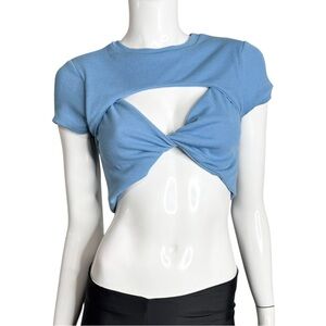 🤑 5/$20 Better Be Sky Blue Twist Crop Top